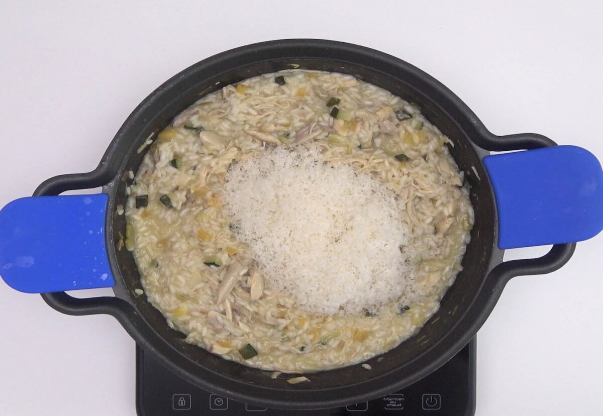 Risotto de verduras con pollo