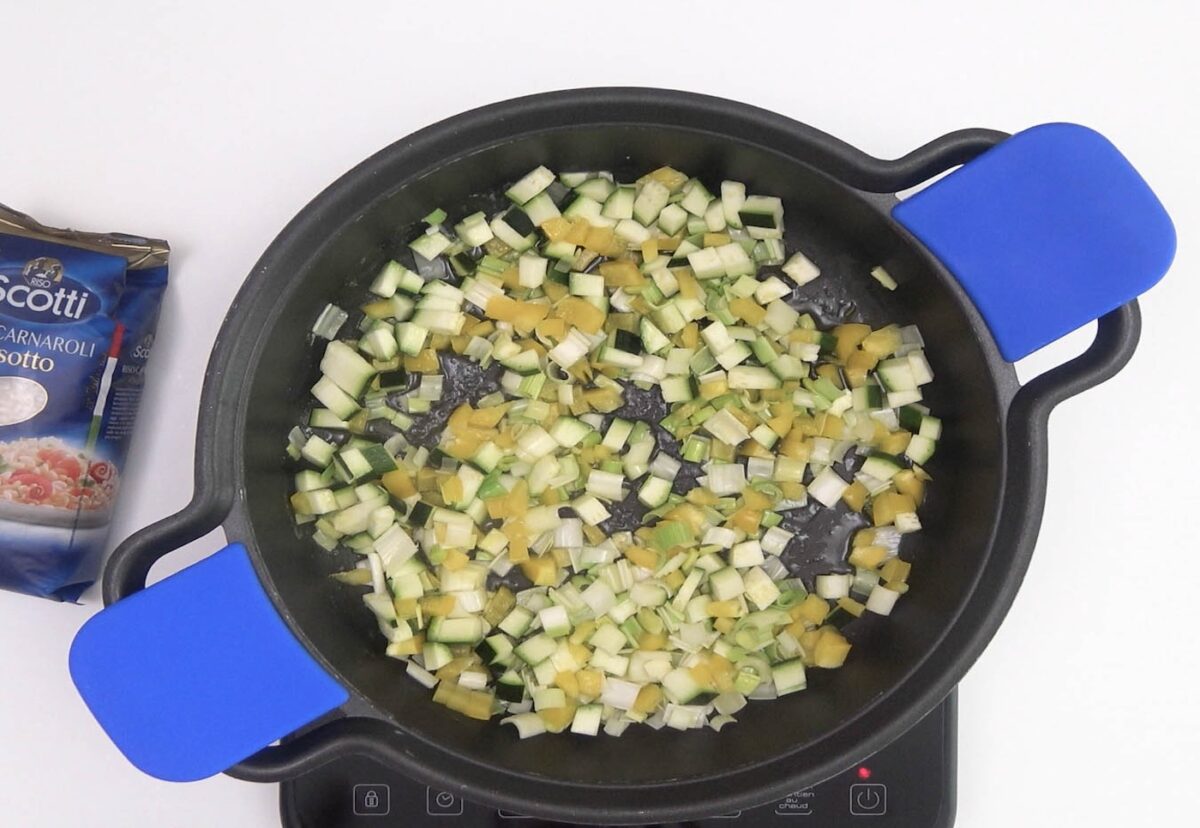 Risotto de verduras con pollo