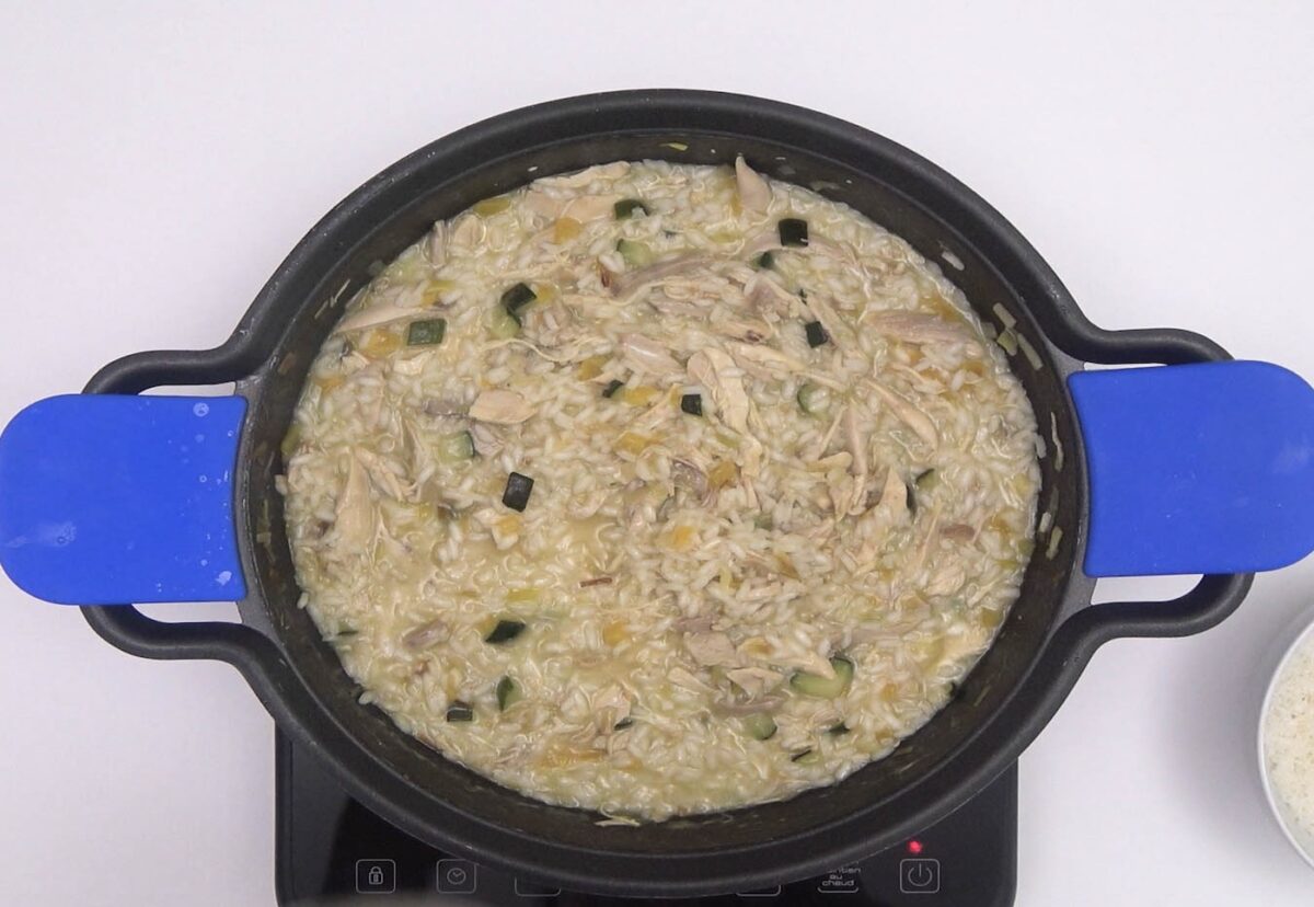 Risotto de verduras con pollo