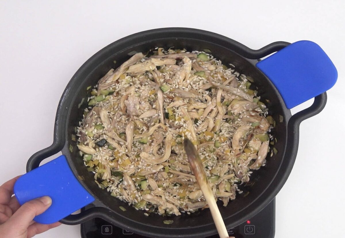Risotto de verduras con pollo