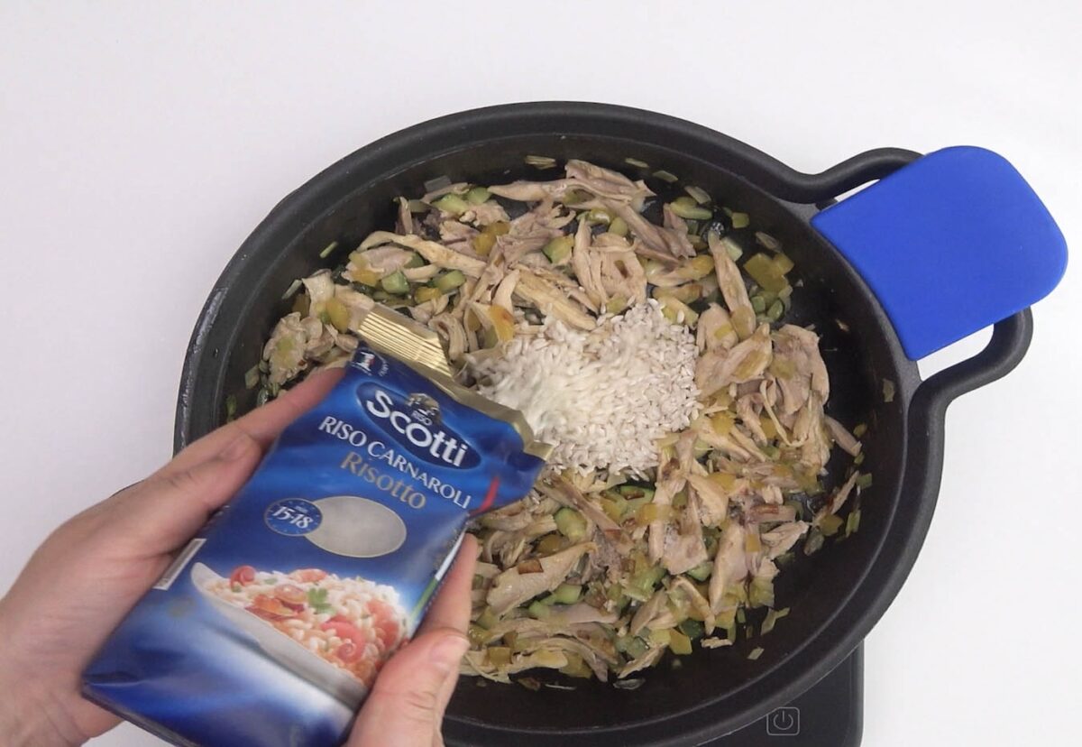 Risotto de verduras con pollo