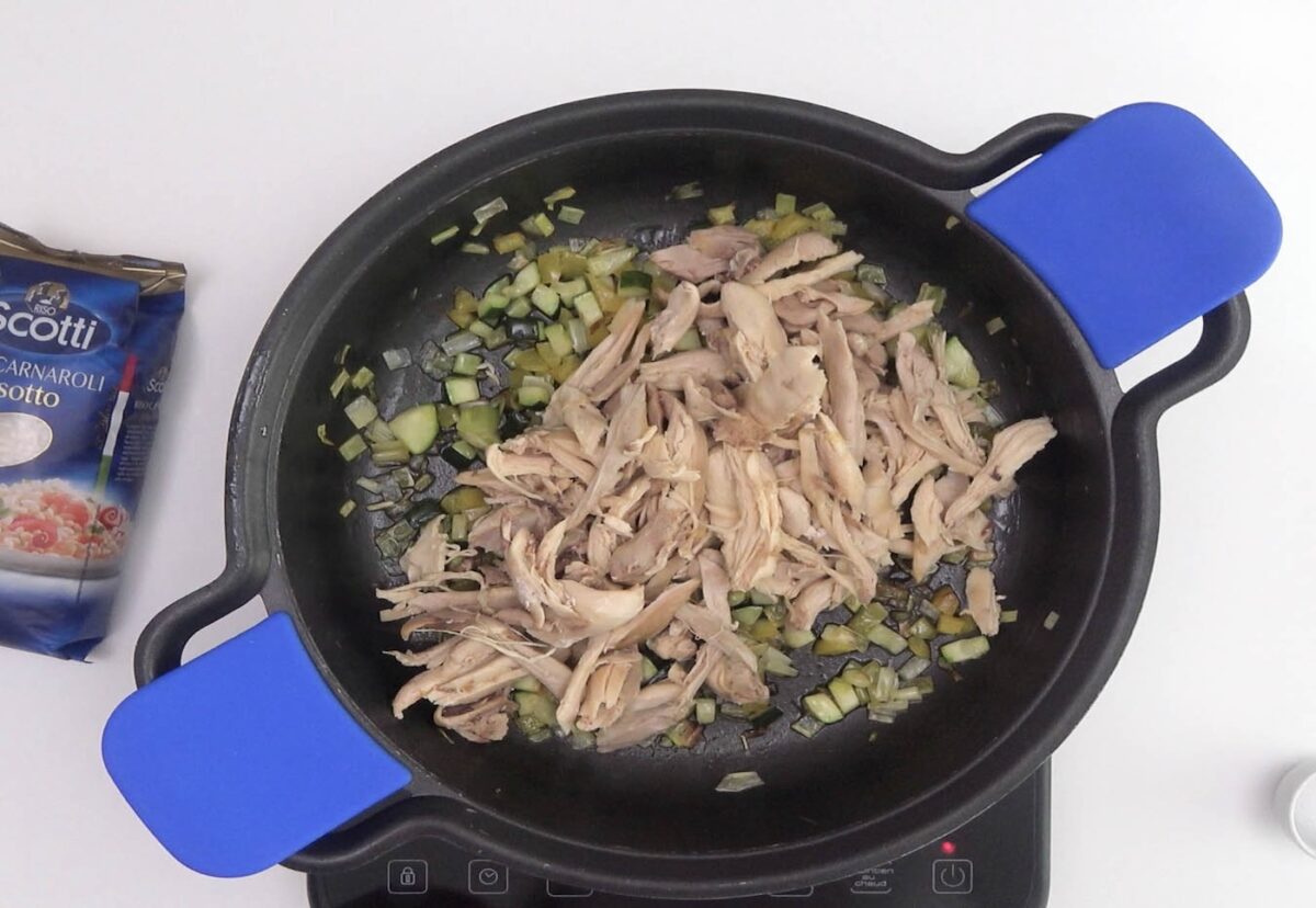 Risotto de verduras con pollo