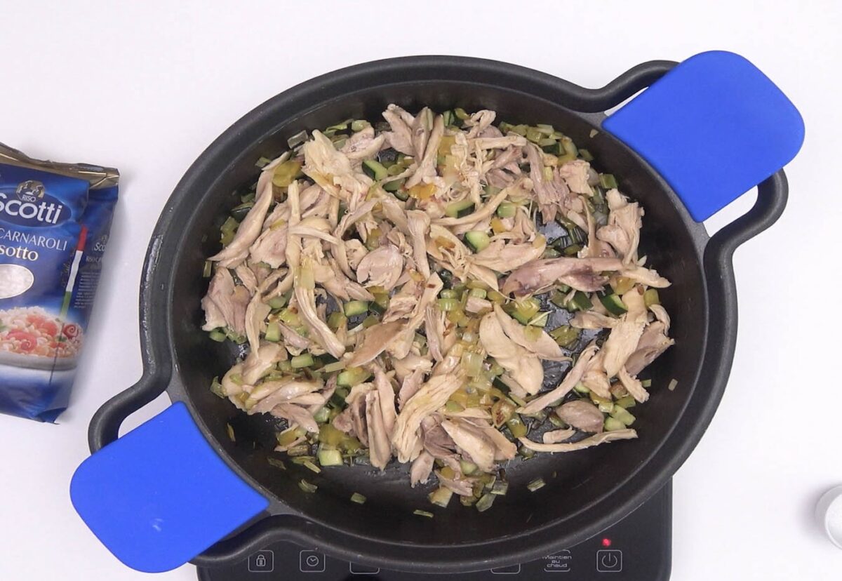 Risotto de verduras con pollo