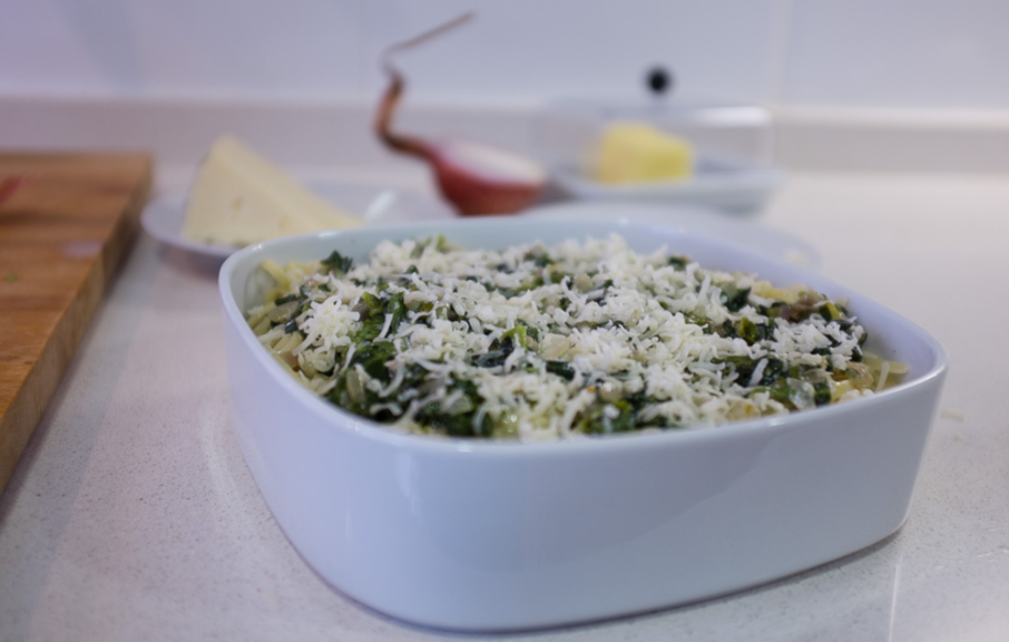 Tallarines con espinacas, receta italiana