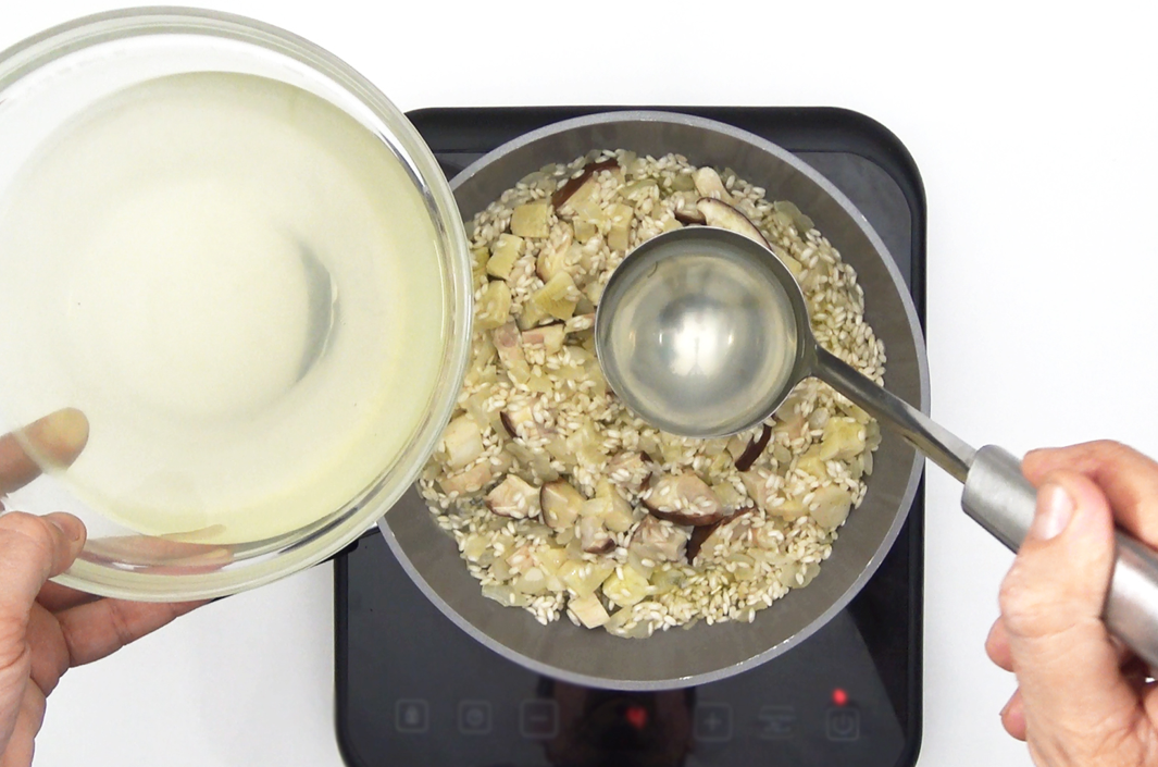 Risotto con boletus y langostinos