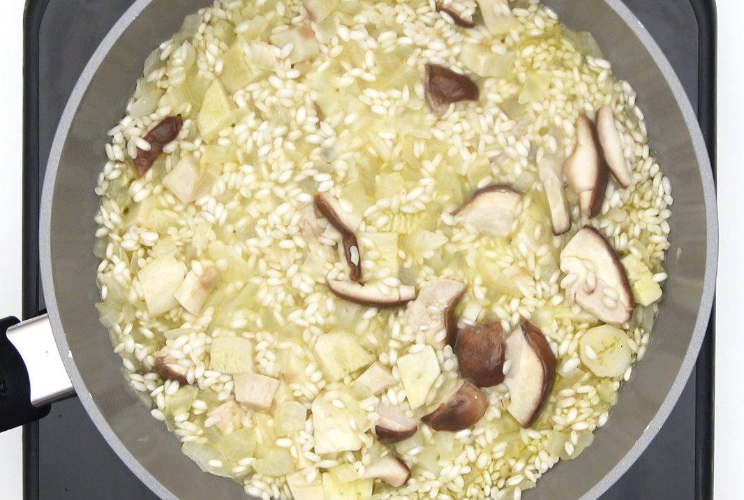Risotto con boletus y langostinos