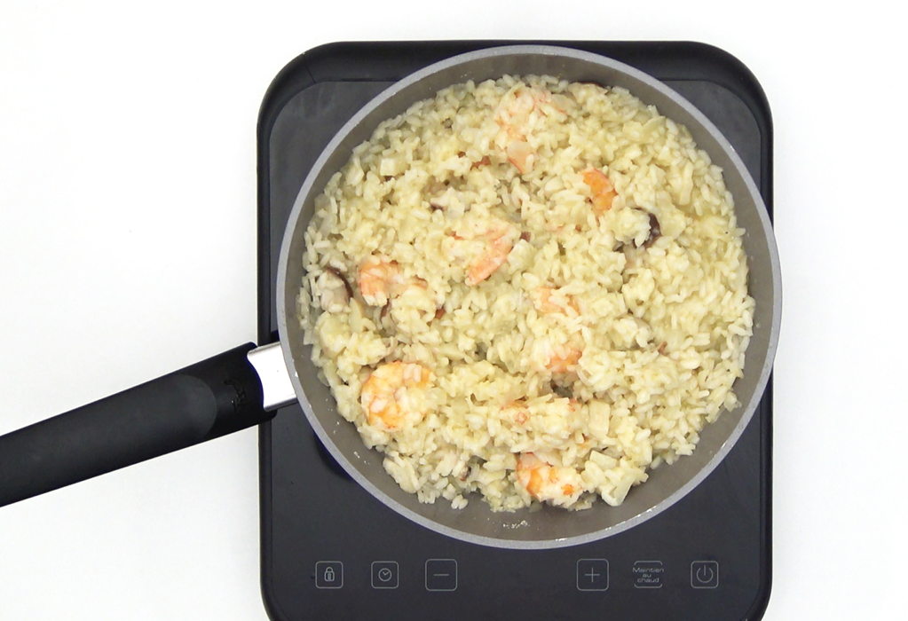 Risotto con boletus y langostinos