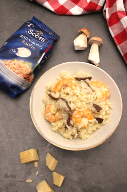 Risotto con boletus y langostinos