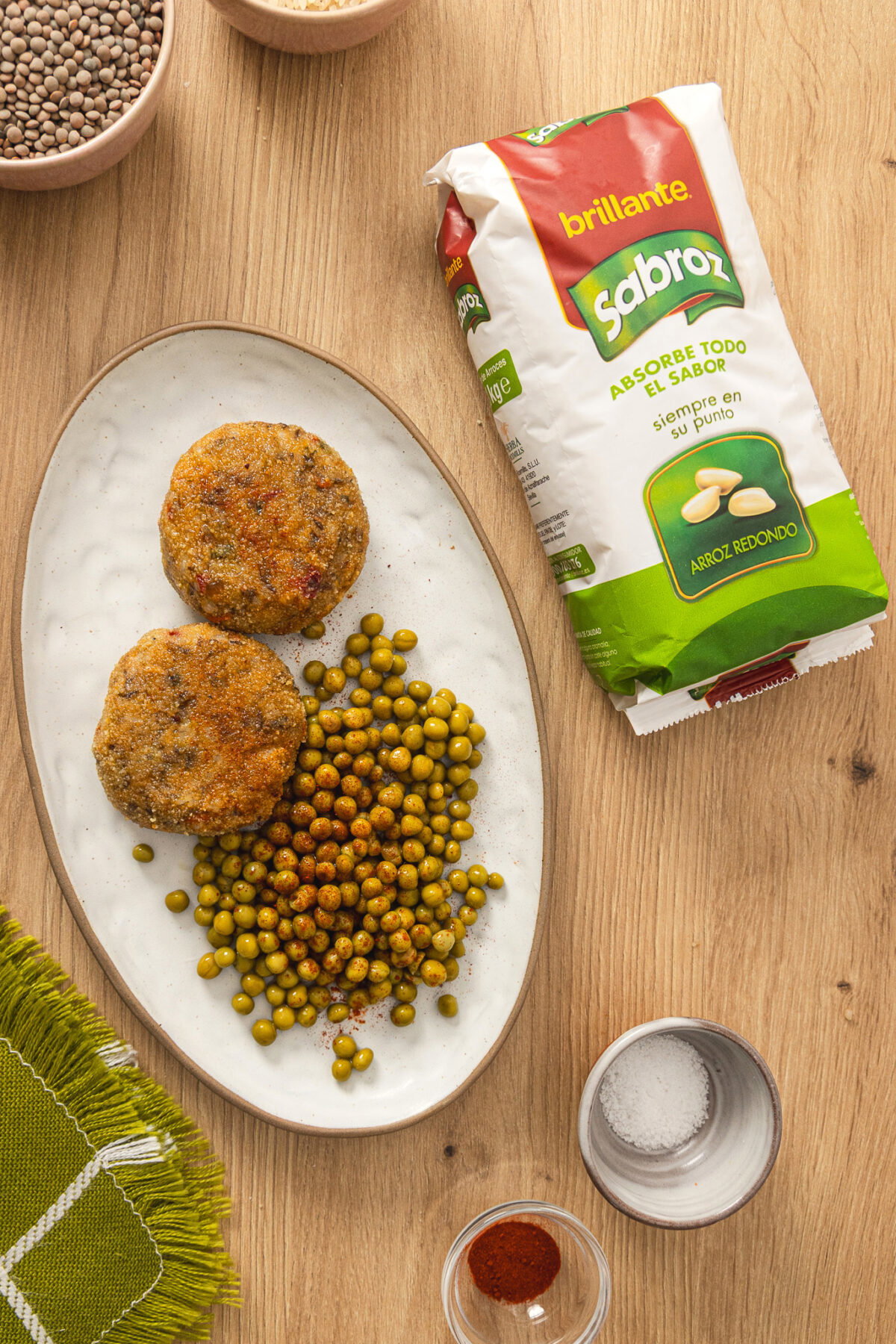 Hamburguesa de lentejas y arroz. Receta vegetariana paso a paso