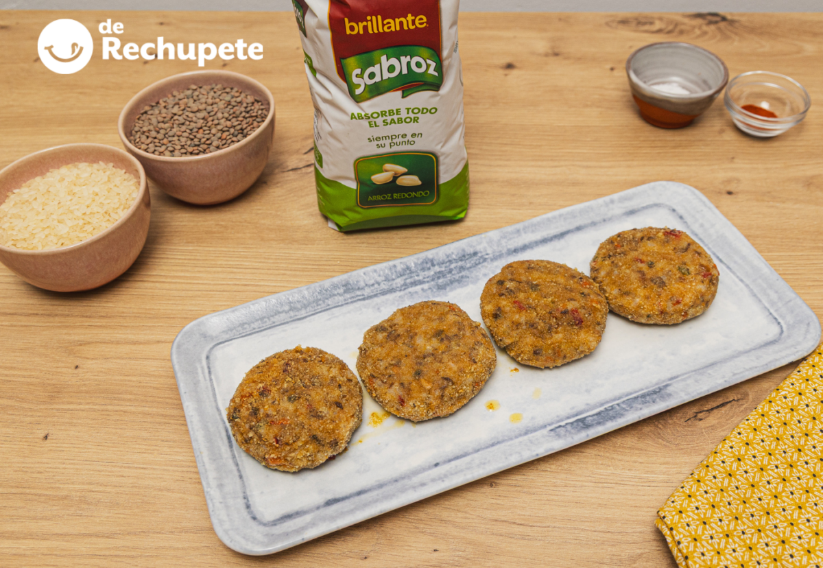 Hamburguesa de lentejas y arroz. Receta vegetariana paso a paso