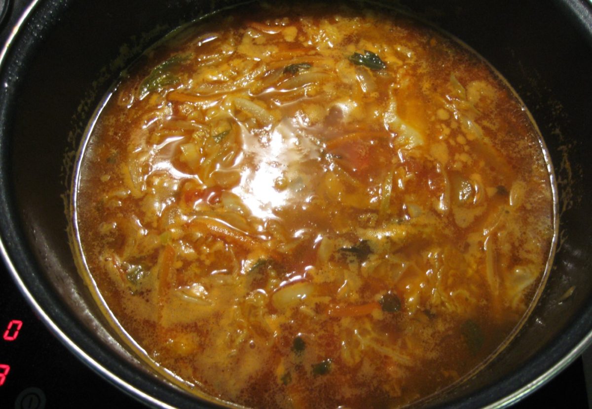 Sopa de verduras en juliana. Sopa tradicional fácil