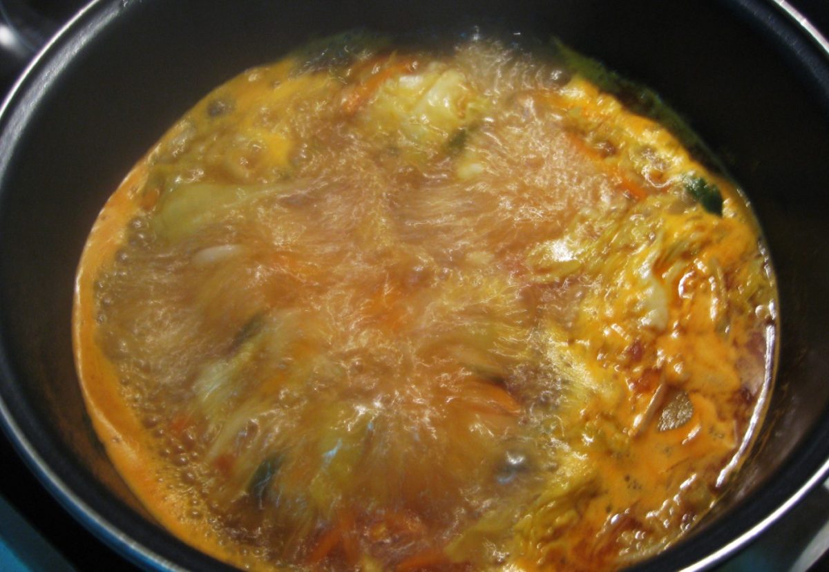 Sopa de verduras en juliana. Sopa tradicional fácil