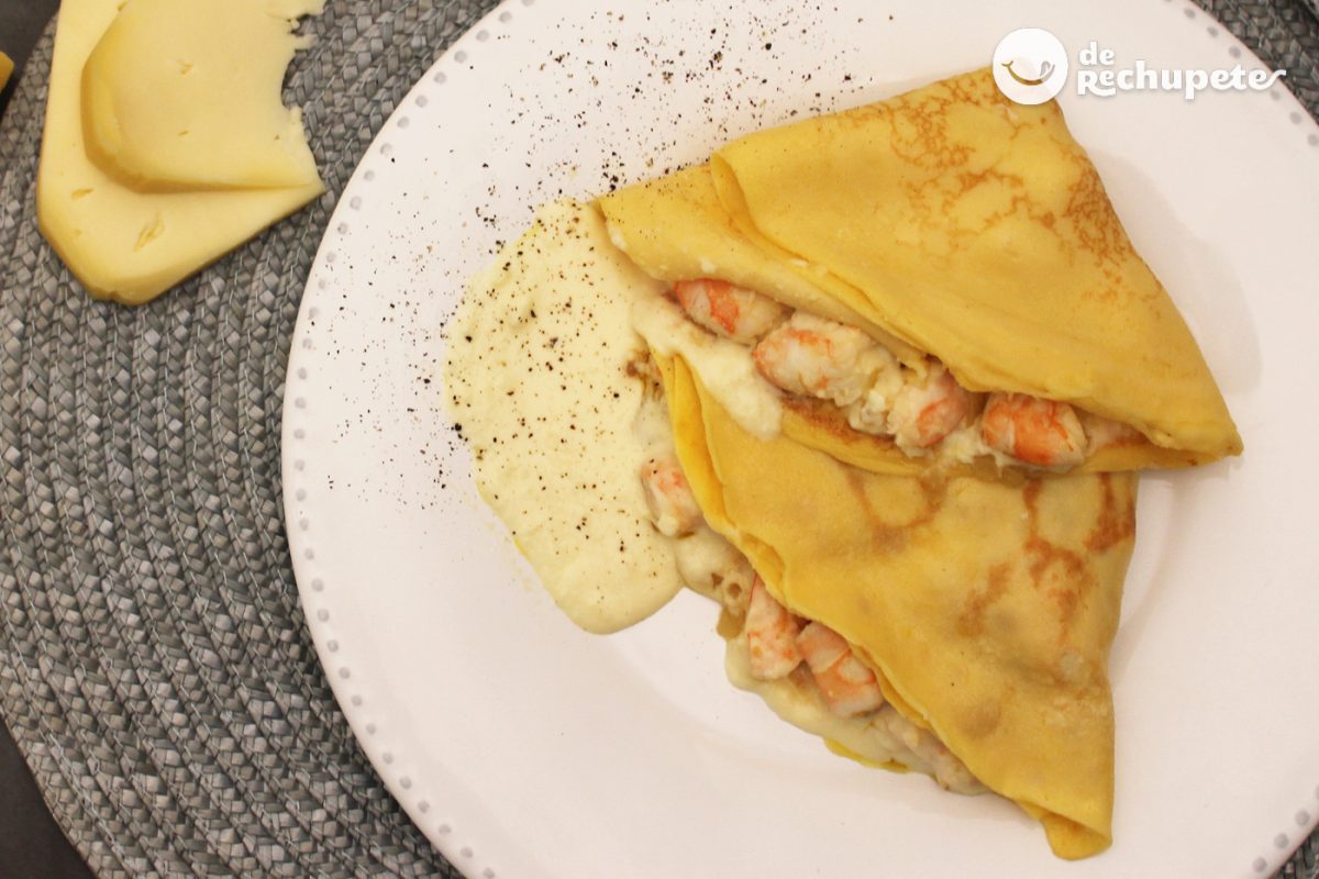 Filloas rellenas de marisco paso a paso