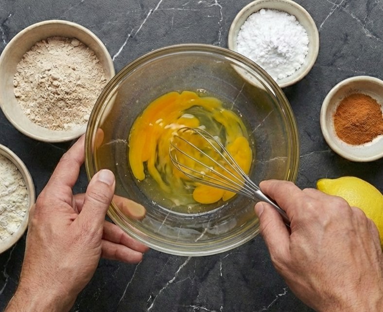 Hojuelas fritas. Postre de otoño hecho con harina de castañas