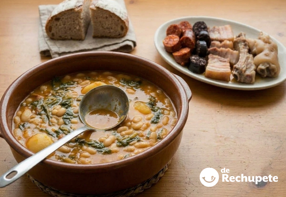 Cocido montañés. Receta tradicional de Cantabria con alubias y berza