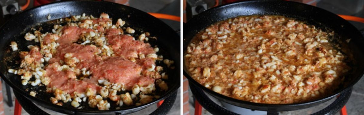 Arroz con sepia y langostinos en paella