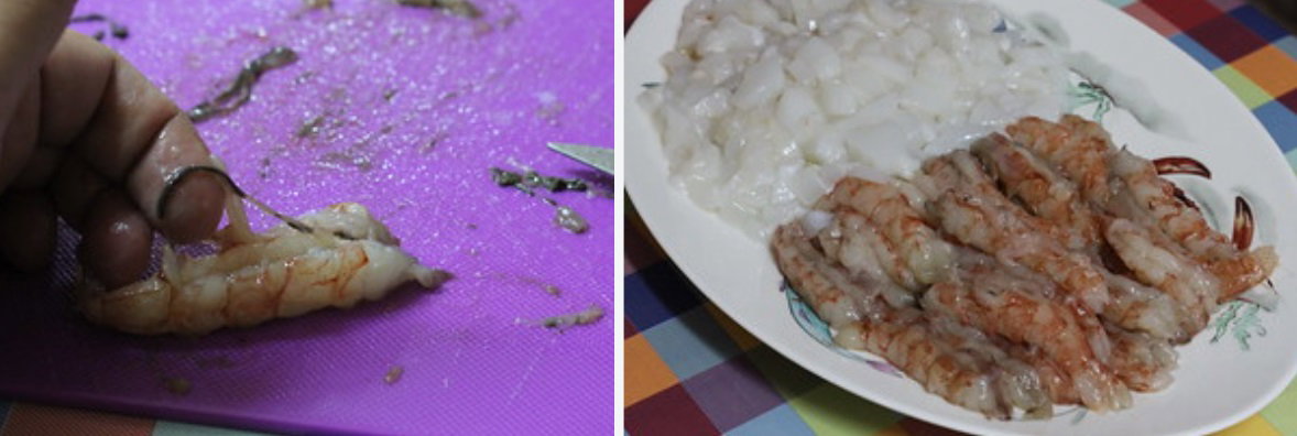 Arroz con sepia y langostinos en paella