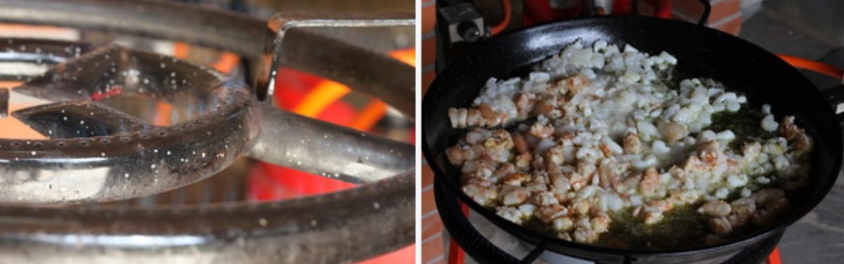 Arroz con sepia y langostinos en paella