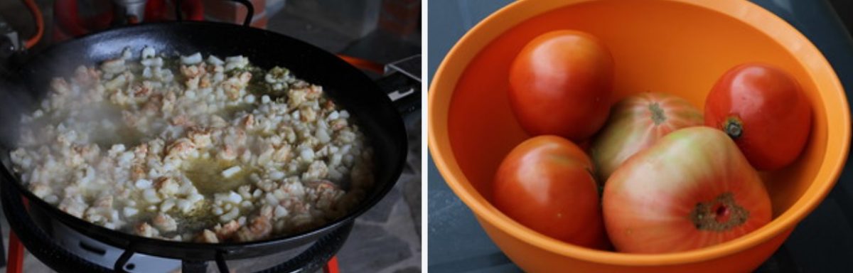Arroz con sepia y langostinos en paella