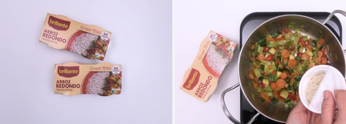 Arroz rápido con verduras salteadas. Receta vegetariana fácil