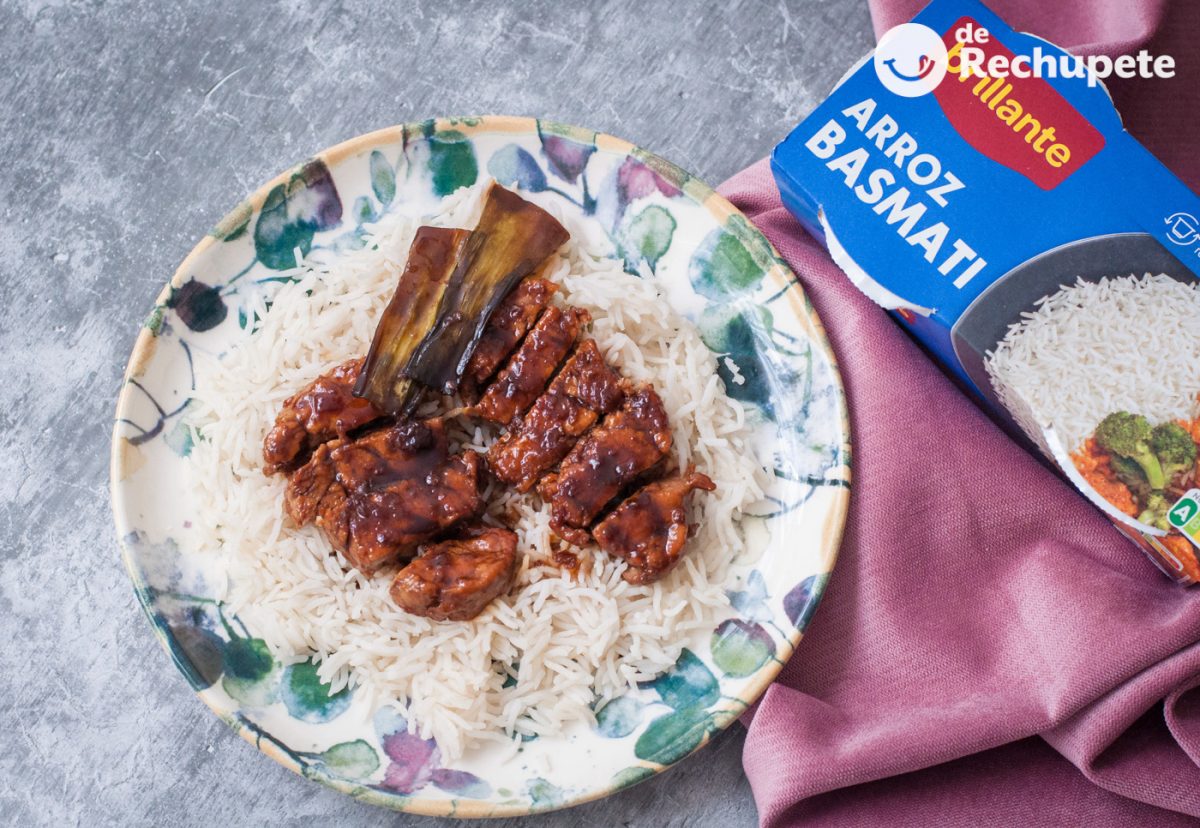 Cerdo teriyaki con arroz basmati