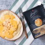 Capellacci Chantarela y Grana Padano en salsa de calabaza