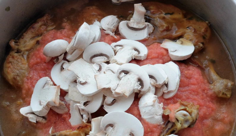 Guiso de pollo con champiñones
