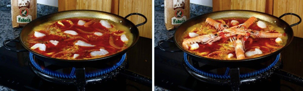 Paella de marisco, arroz tradicional valenciano
