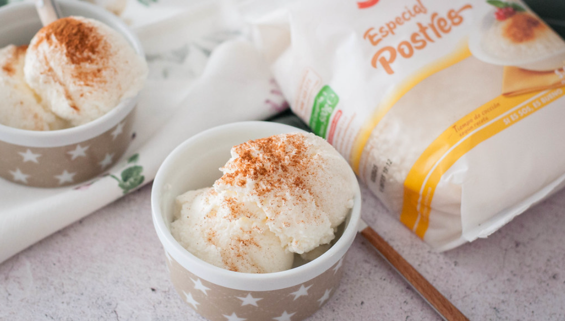 Helado de arroz con leche y canela