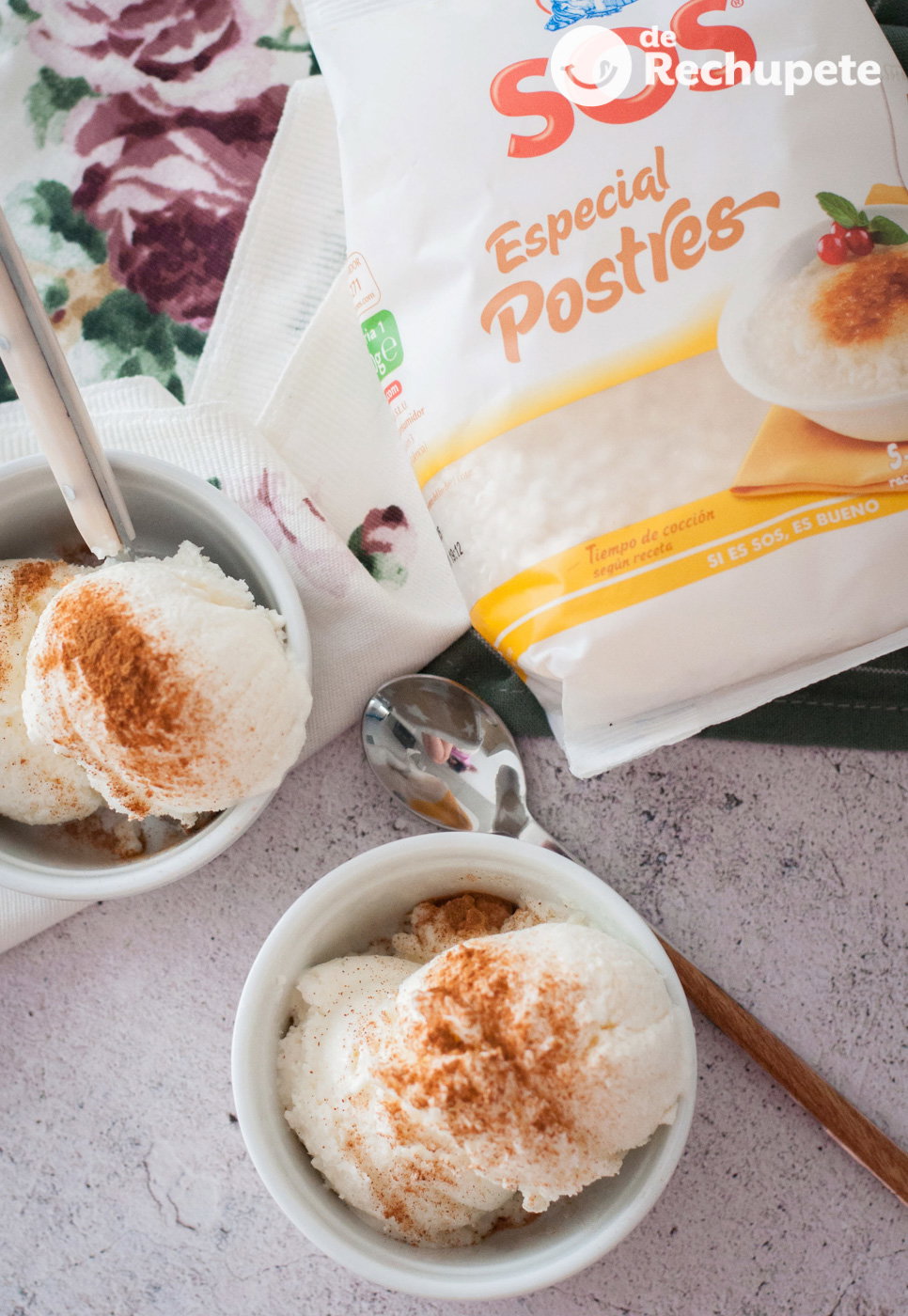 Helado de arroz con leche y canela