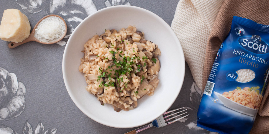 Risotto ai funghi. Risotto con champiñones y setas variadas