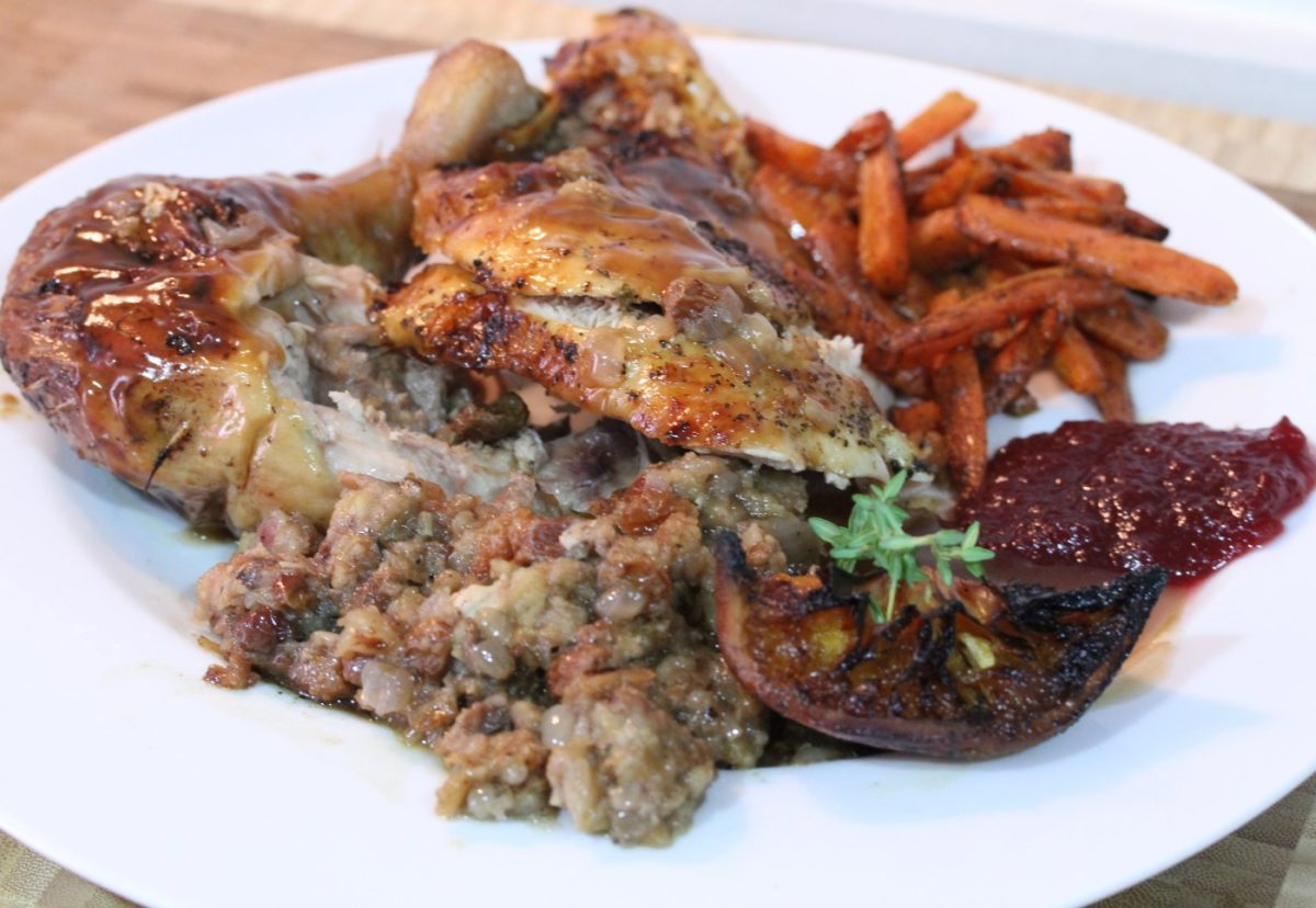 Pavo al horno relleno para Navidad y Acción de Gracias