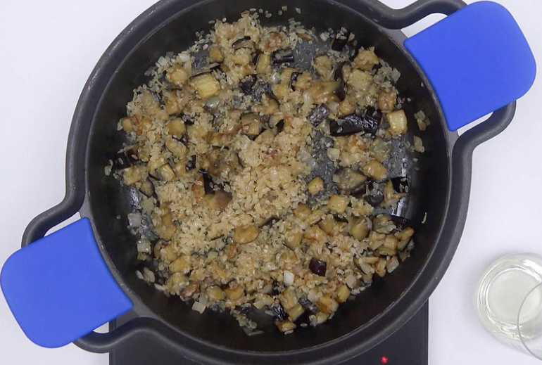Arroz meloso con berenjena