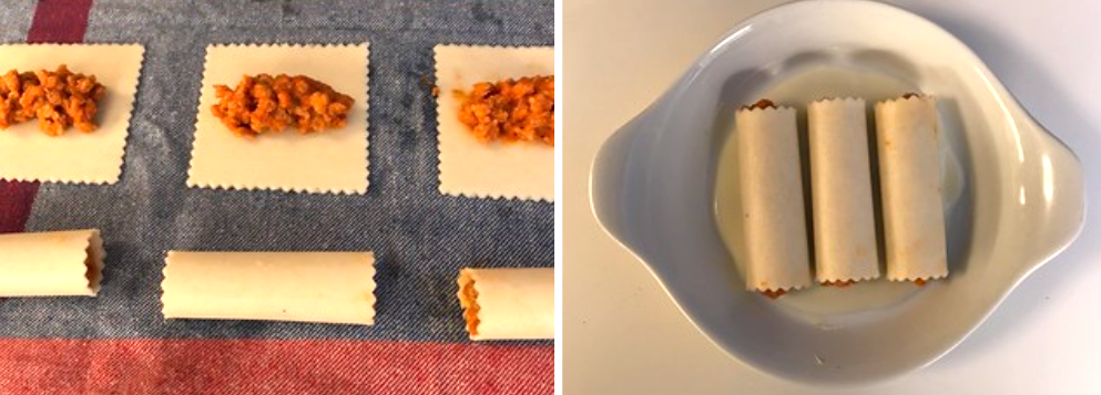 Canelones vegetarianos con boloñesa de soja texturizada