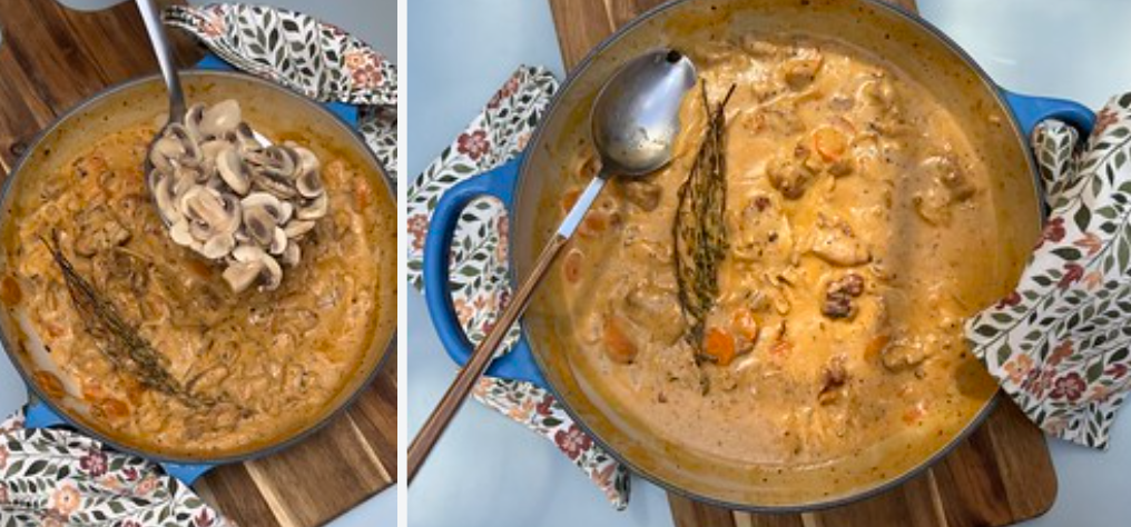 Fricasé de pollo al estilo francés