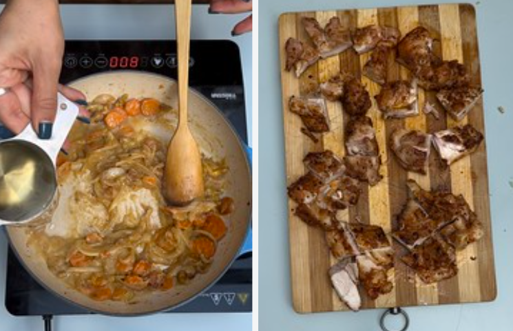 Fricasé de pollo al estilo francés