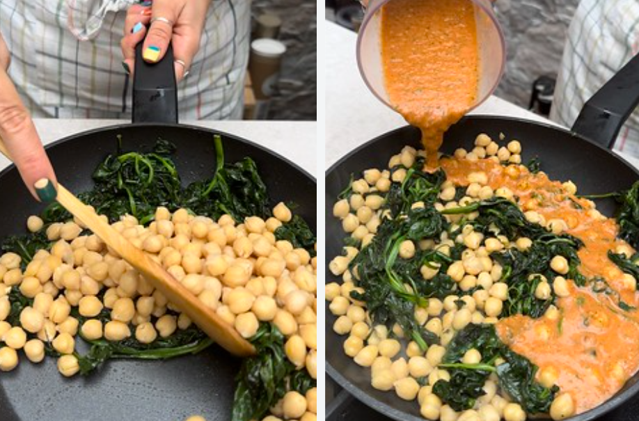 Garbanzos con espinacas. Receta andaluza para comer con tenedor De