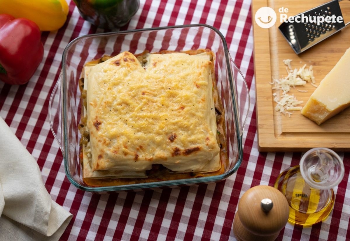Lasaña de champiñones con verduras