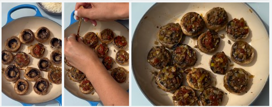 Champiñones rellenos de verduras
