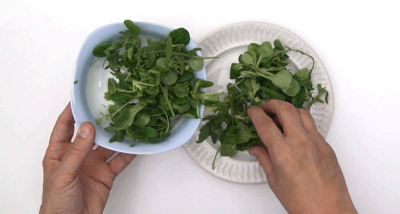 Ensalada de salmón ahumado, queso y arándanos