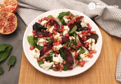 Ensalada navideña de jamón de pato y mozzarella