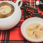 Sopa de galets rellenos de carne picada