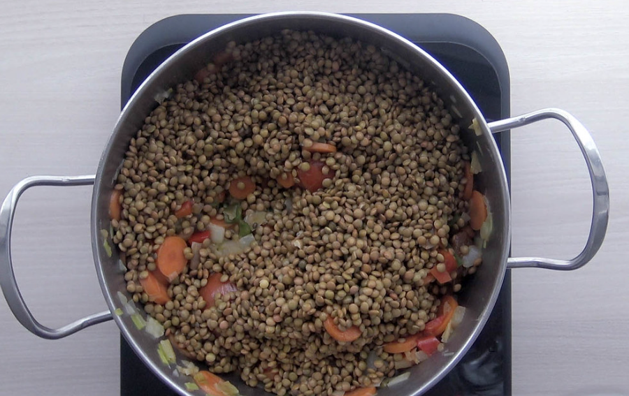 Lentejas con verduras o viudas