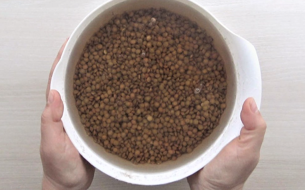Receta de lentejas con chorizo: retirar lentejas que flotan