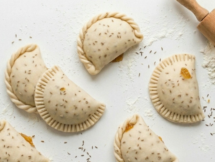 Empanadillas dulces rellenas de cabello de ángel o dulce de cidra. Postre tradicional andaluz
