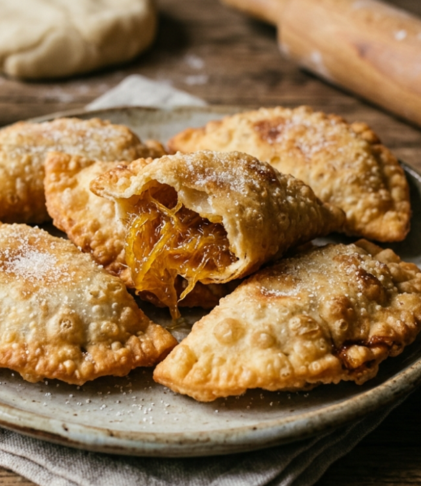 Empanadillas dulces rellenas de cabello de ángel o dulce de cidra. Postre tradicional andaluz