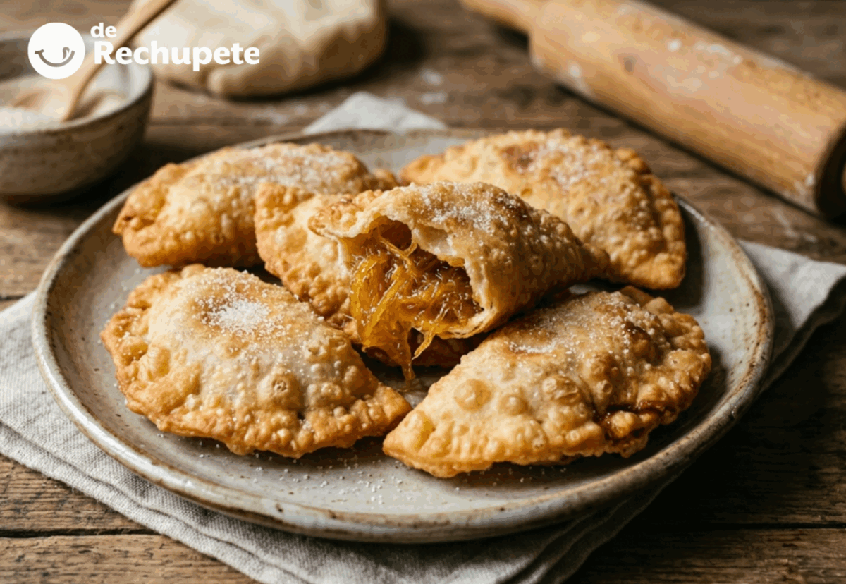 Empanadillas dulces rellenas de cabello de ángel o dulce de cidra. Postre tradicional andaluz