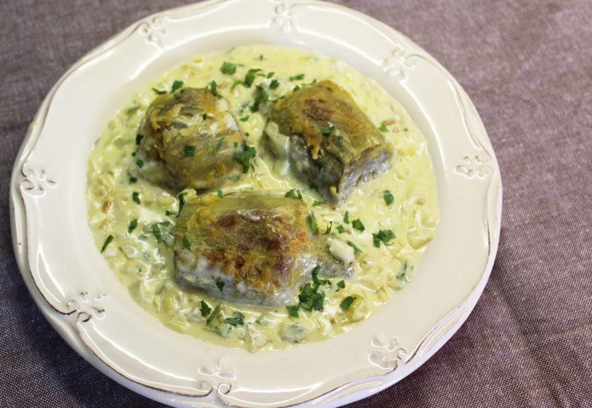 Alcachofas rebozadas en salsa