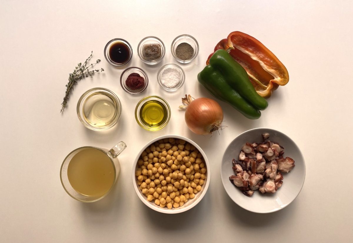 Guiso de garbanzos con pulpo. Perfecto para los días de frío