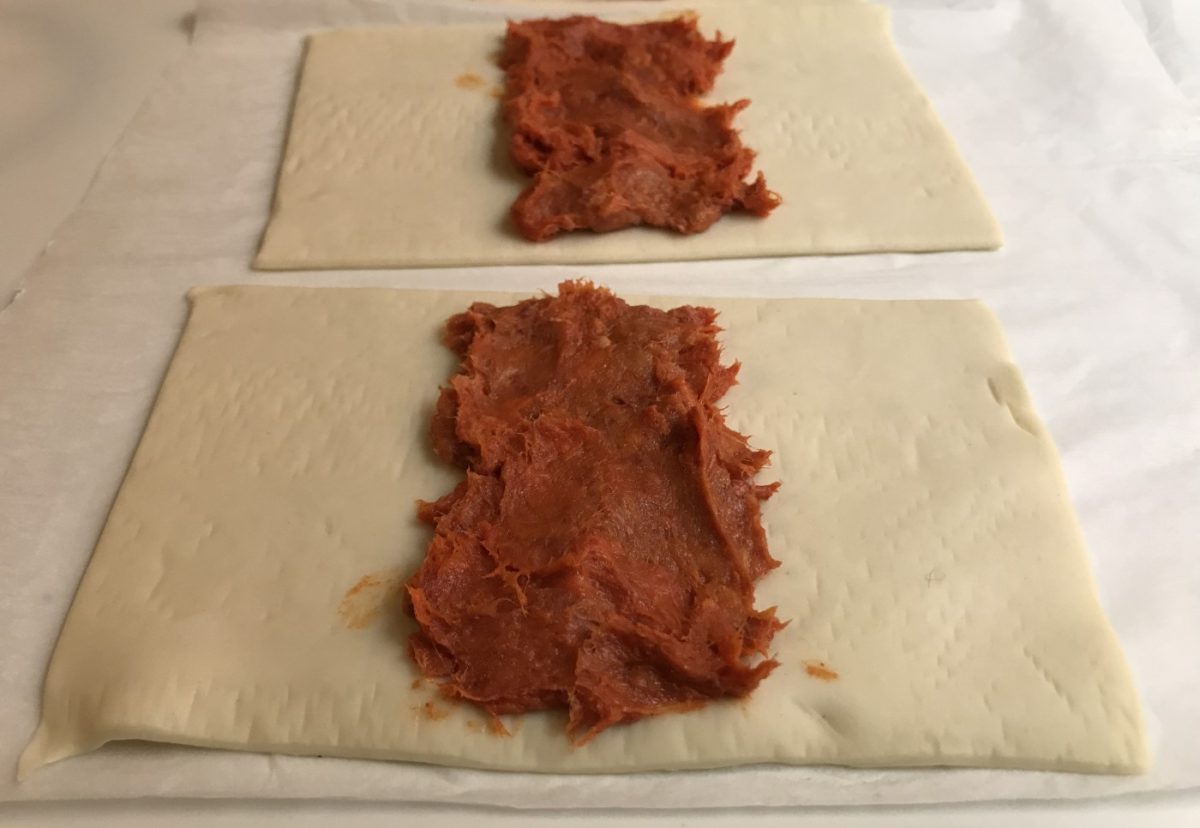 Napolitanas rellenas de jamón con queso y sobrasada con parmesano